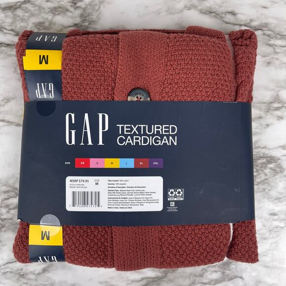 J2540 GAP Textured Cardigan Brown Size Medium - Picture 2 of 2